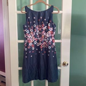 LOFT Floral Print Dress, Cobalt Blue w/ Flowers, Size 6P